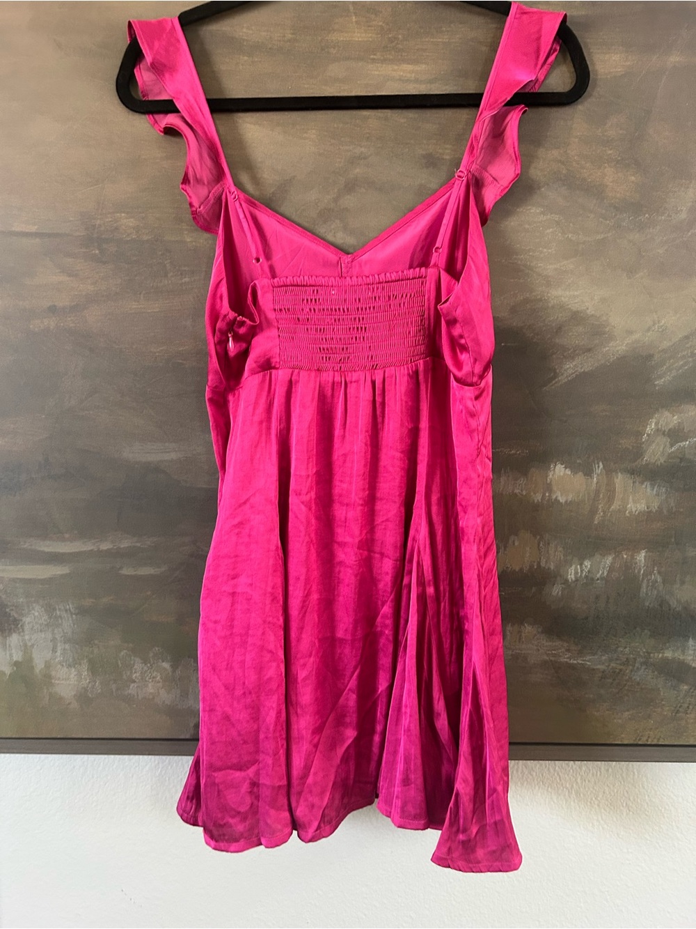NWT AE Silky Pink Ruffle Babydoll Minidress - Picture 12 of 15